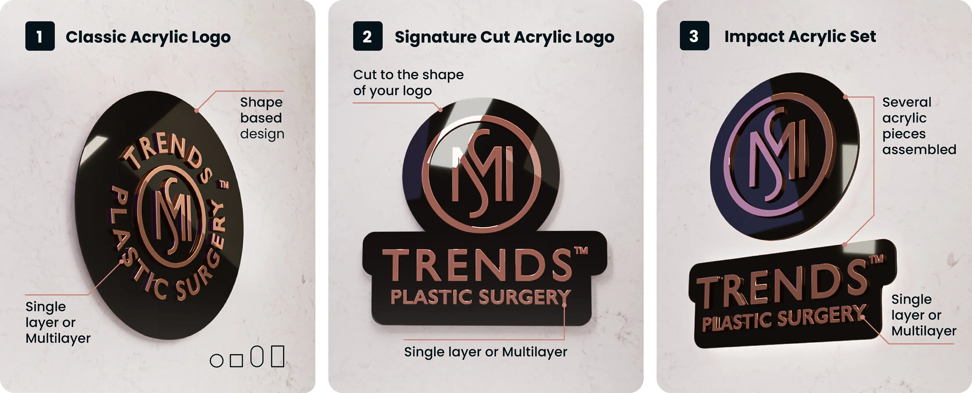 Our Acrylic Options