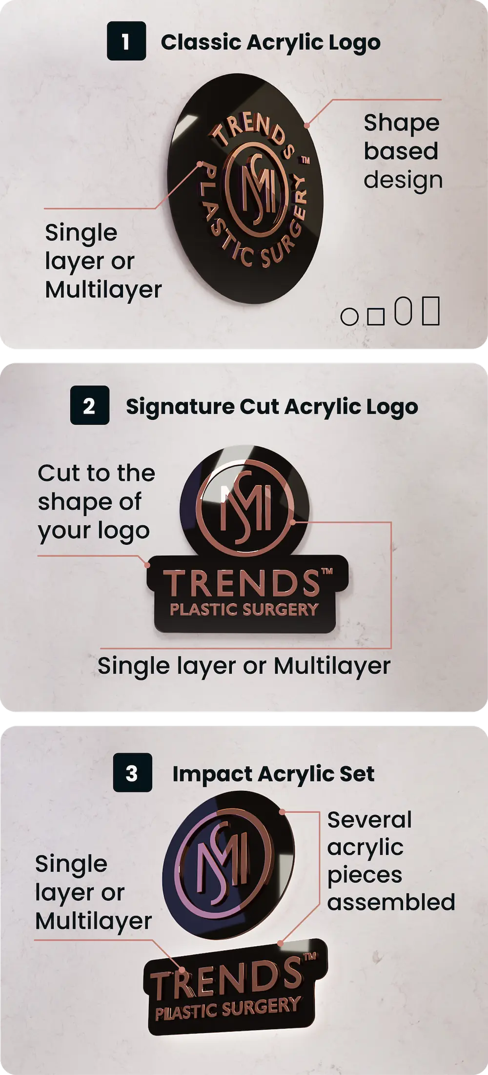 Our Acrylic Options
